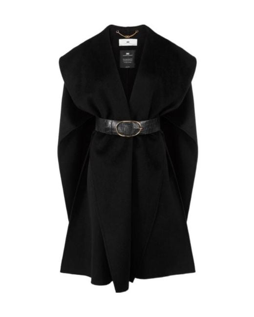 Elisabetta Franchi Black Belted Coat
