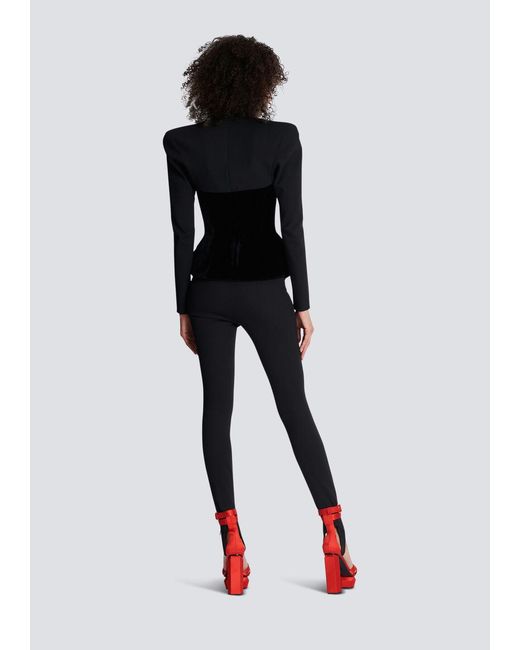 Balmain Black Velvet-Trim Blazer