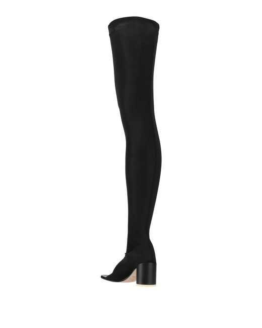 MM6 by Maison Margiela Black Solid Color Leather High Boots
