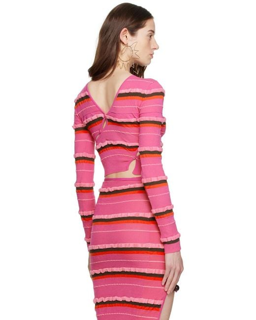 Jacquemus Pink Striped Cropped Top