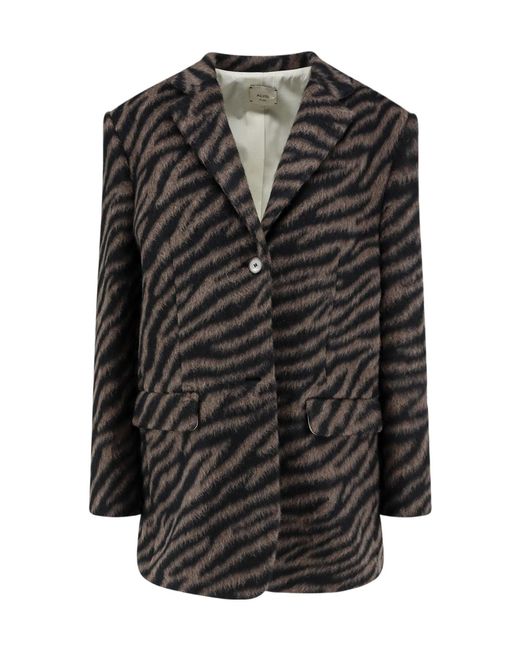 Alysi Black Zebrapattern Singlebreasted Blazer