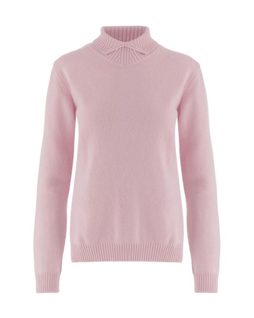 Jil Sander Pink Ribbed High-Neck Jumper