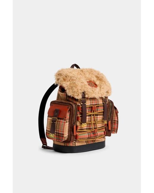 DSquared² Brown Checkered Backpack for men