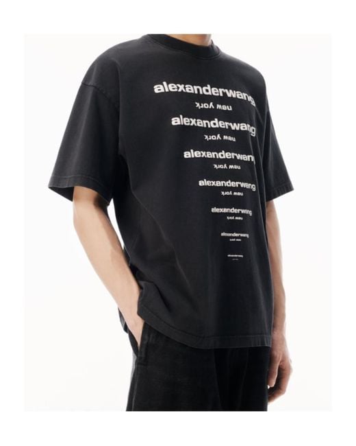 Alexander Wang Black Logo Printed Crewneck T-Shirt for men