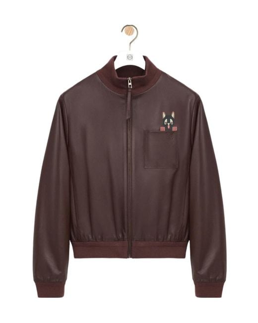 Loewe Brown Cropped Nappa Leather Jacket