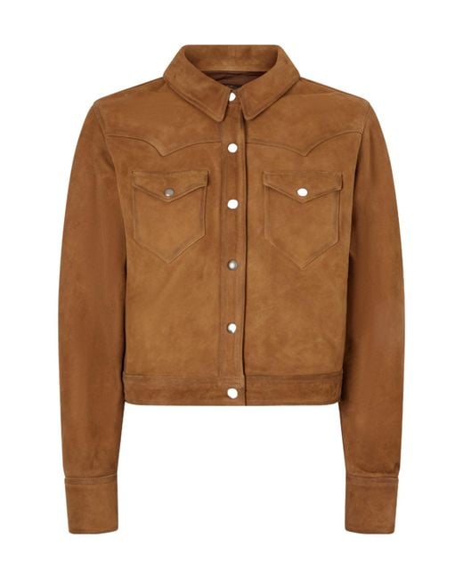 RRL Brown Cropped Suede Jacket