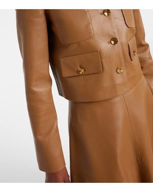 Altuzarra Brown Astley Cropped Leather Jacket