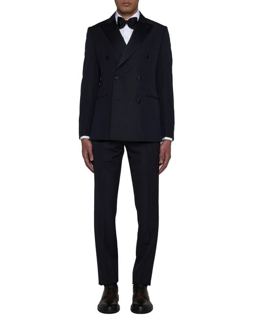 Lardini Black Double-Breasted Tuxedo Suit for men