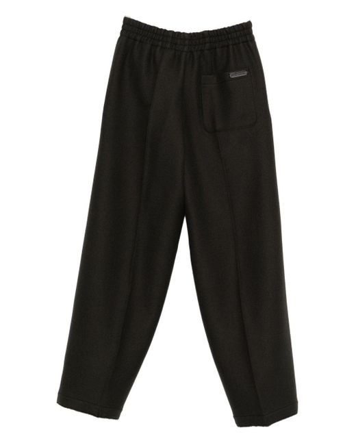 AMI Black Wool Wide-Leg Trousers