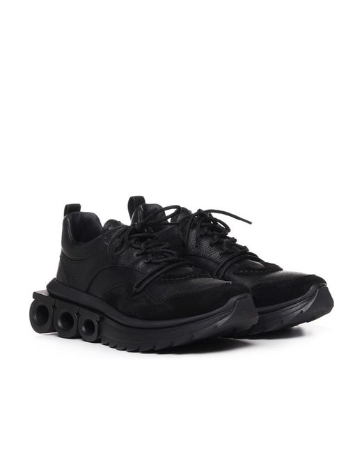 Ferragamo Black Gancini-Plaque Lace-Up Sneakers for men