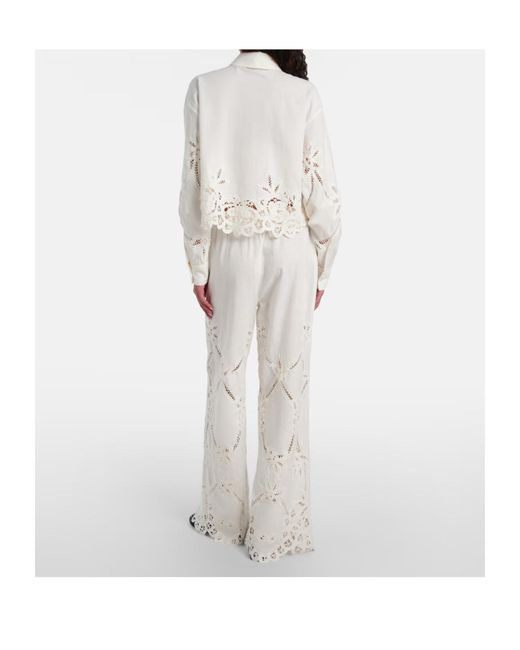 Veronica Beard White Hollow-Out Casual Pants