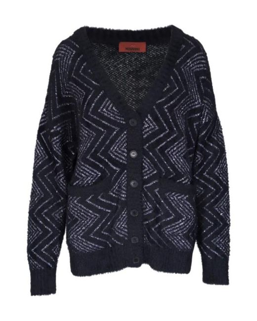 Missoni Blue Zigzag-Woven Buttoned Cardigan