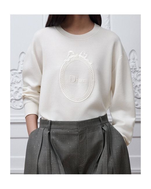 Dior White Médaillon Embroidered Sweater