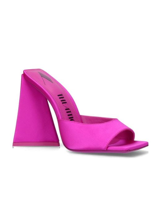 The Attico Pink The Devon Square-Toe Satin Finish Mules
