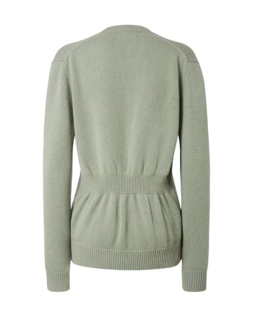 Fendi Green V-Neck Elastic Waistband Knitted Jumper
