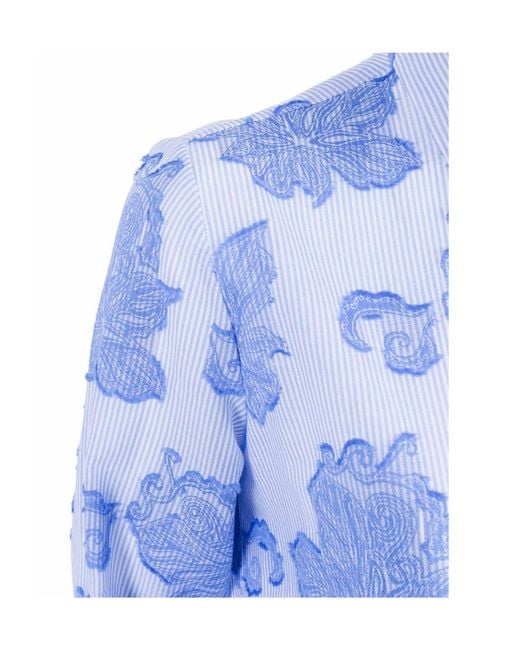 Mazzarelli Blue Damask-Pattern Striped Shirt