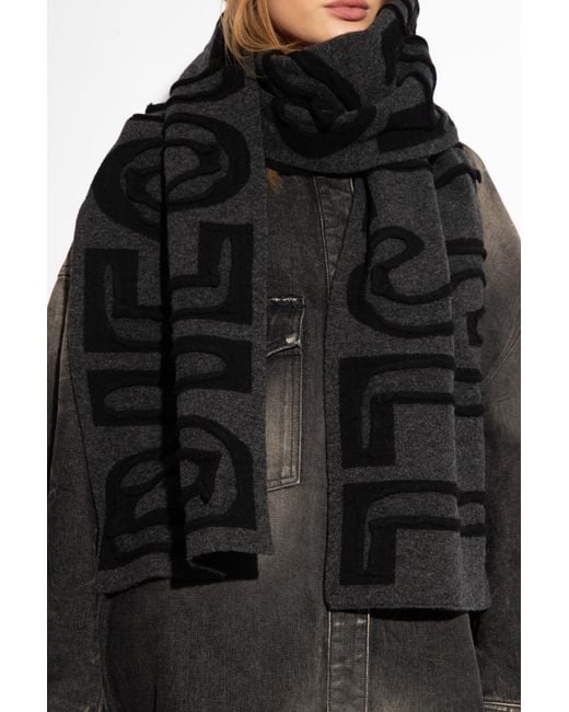 DIESEL Black K-Rest Logo Intarsia-Knit Scarf