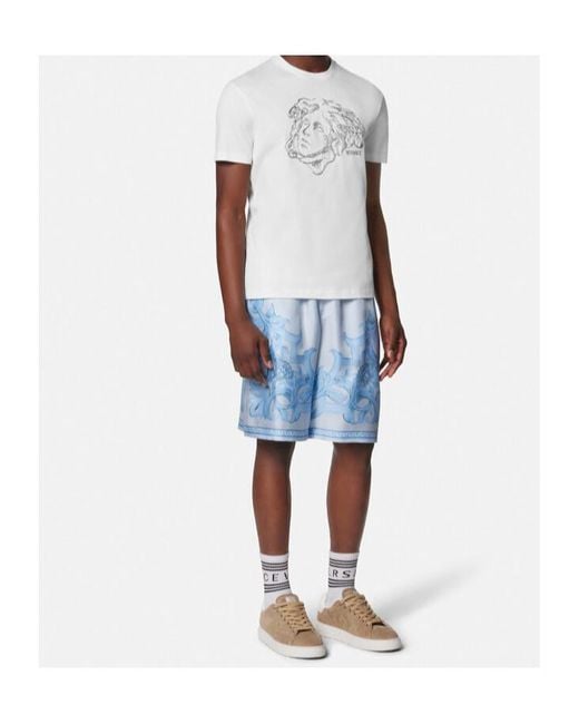 Versace White Embellished Crewneck T-Shirt for men
