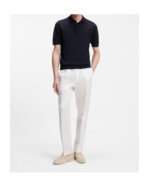 Boss Blue Short-Sleeve Wool Polo Shirt for men