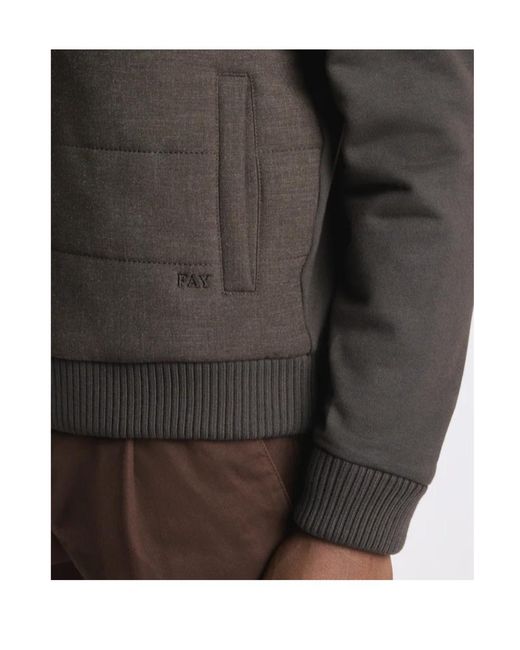 Fay Black Quilted Zip-Up Jacket for men