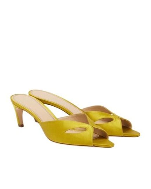 Victoria Beckham Yellow Harlow Mask Satin Mules