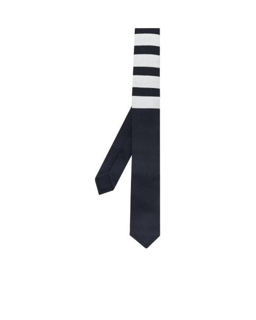 Thom Browne Blue 4 Bar Striped Tie for men