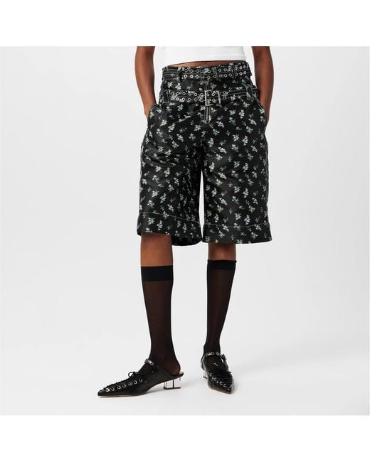 Ganni Black Jacquard Shorts