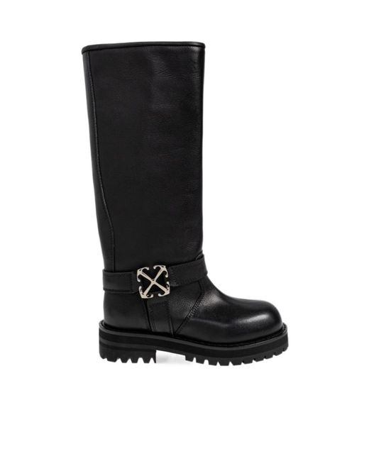 Off-White c/o Virgil Abloh Black Logo Plaque Boots