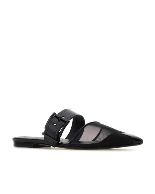McQueen White Pointed-Toe Slides
