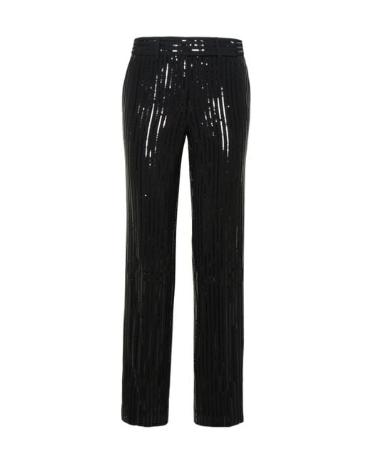 MICHAEL Michael Kors Black Pinstripe Sequined Straight-Leg Pants