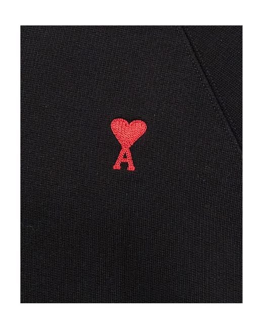 AMI Black Ami De Coeur Drawstring Hoodie for men
