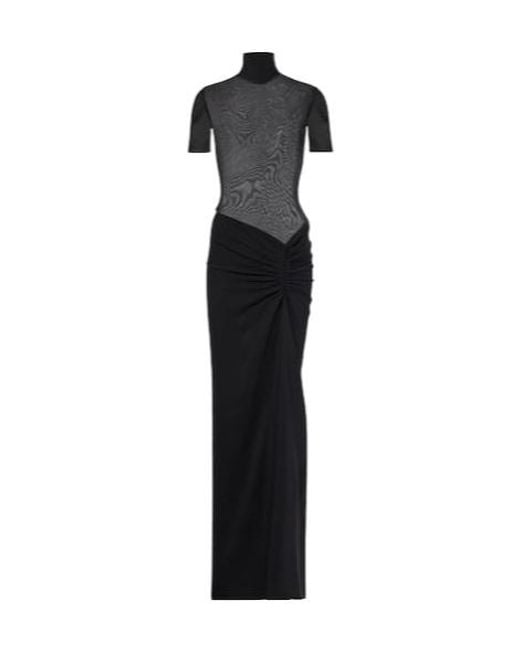 Christopher Esber Black Fusion Gathered Jersey And Crêpe Maxi Dress