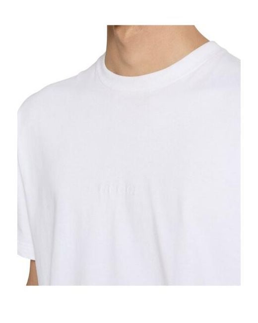 Gucci White Logo Embroidered Crewneck T-Shirt for men