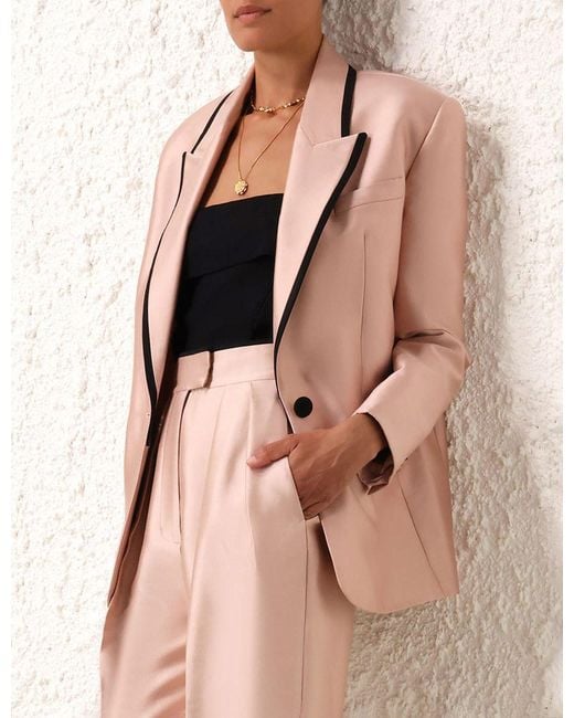 Zimmermann Pink Front Pleated Wool Casual Pants