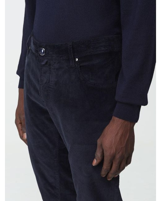 Jacob Cohen Blue Low-Rise Corduroy Trousers for men