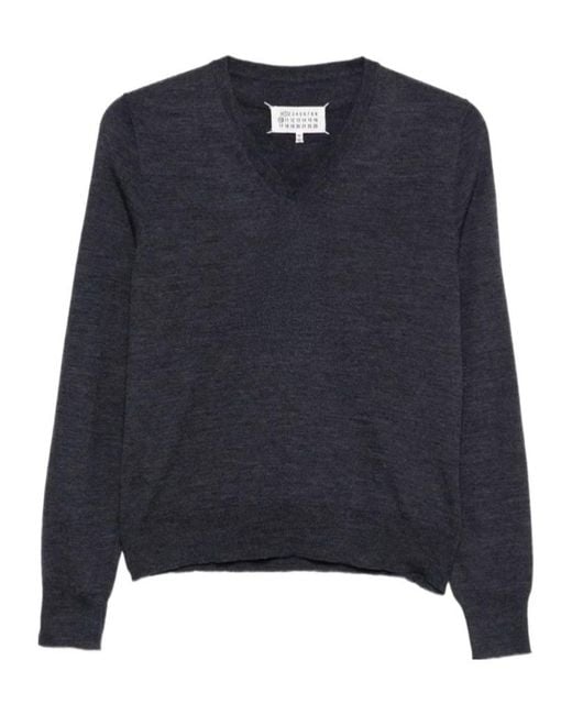 Maison Margiela Blue V-Neck Jumper