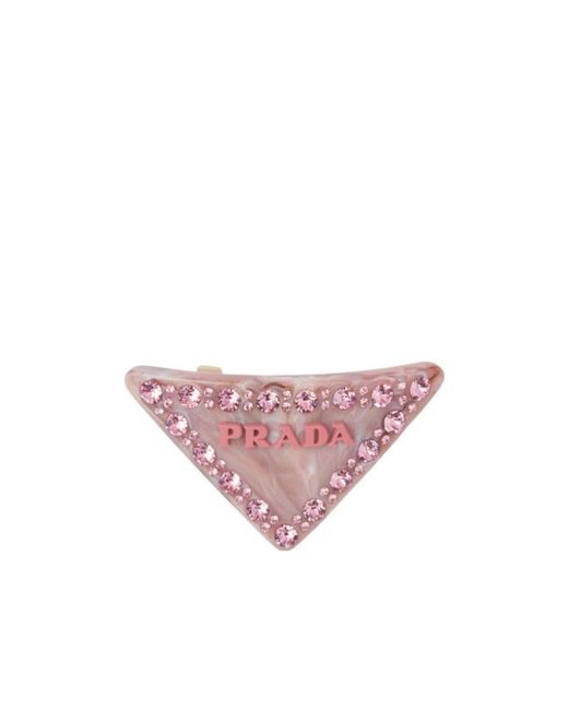 Prada Pink Hair Clip With Crystals