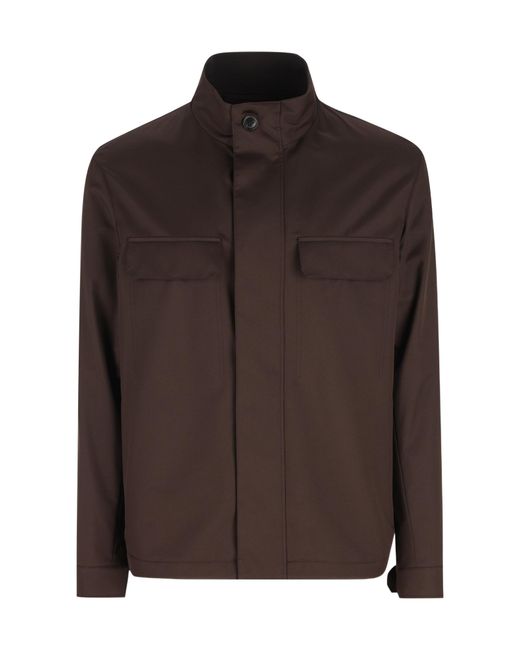 Zegna Brown Motorin Field Jacket for men