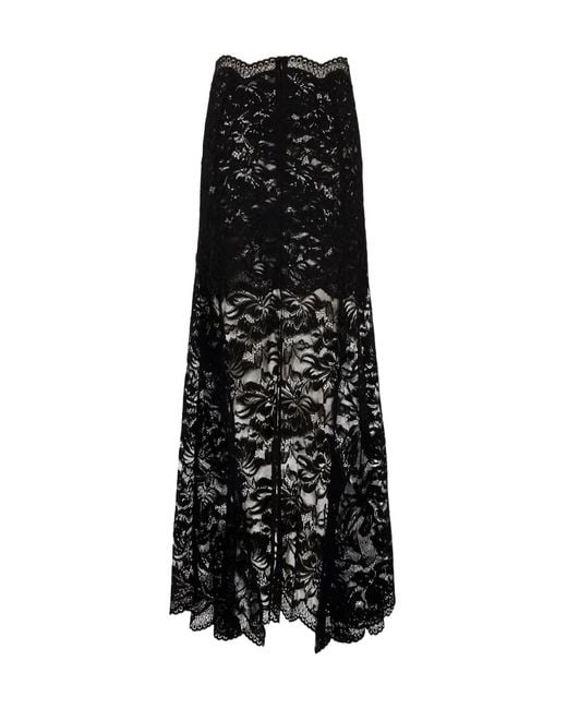 Rabanne Black Rabanne Scalloped Lace Midi Skirt