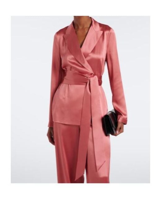 Joseph Red Archer Belted Silk Satin Jacket