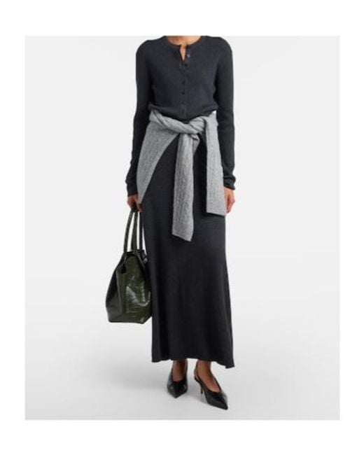 Lisa Yang Blue Adrienne Cotton And Cashmere Midi Skirt