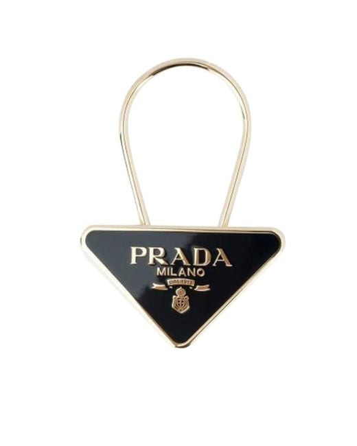 Prada White Logo Key Ring