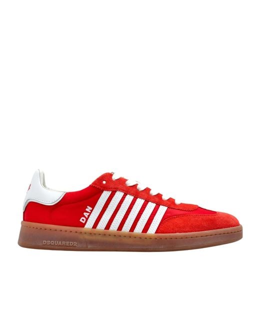 DSquared² Red Boxer Stripe Low-Top Sneakers for men