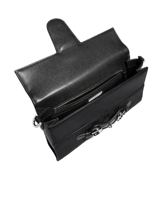 Gucci Black Horsebit Ristretto Medium Shoulder Bag