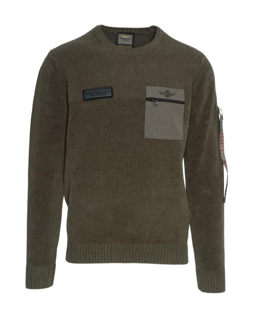 Aeronautica Militare Men's Green Long-Sleeved Sweater