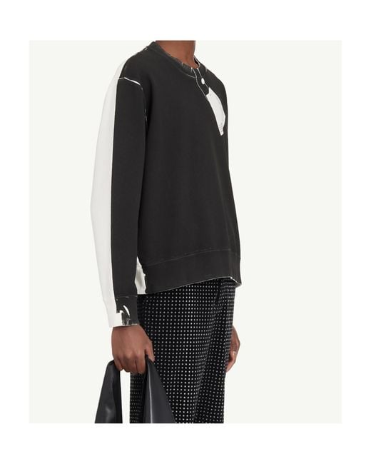 MM6 by Maison Margiela Black Branded Tag Printed Distressed Sweatshirt for men