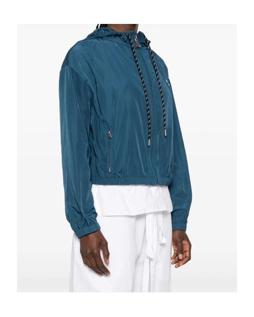 Patrizia Pepe Blue Logo-Print Hooded Jacket