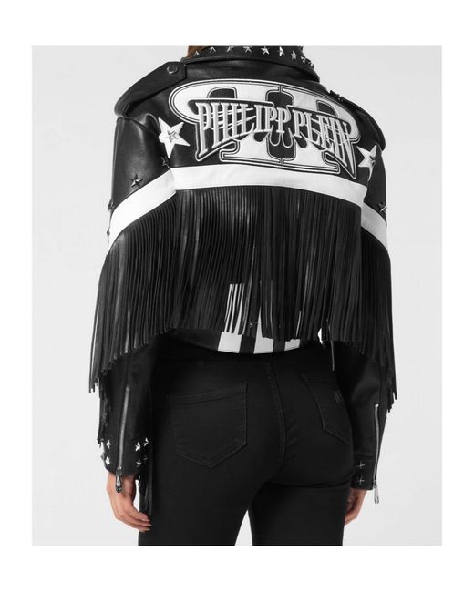 Philipp Plein Black Moon Leather Jacket