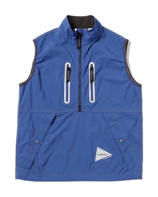And Wander Blue Gramicci X Brushed Nylon Vest for men