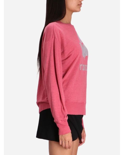 Isabel Marant Pink Étoile Logo Printed Long-Sleeved T-Shirt